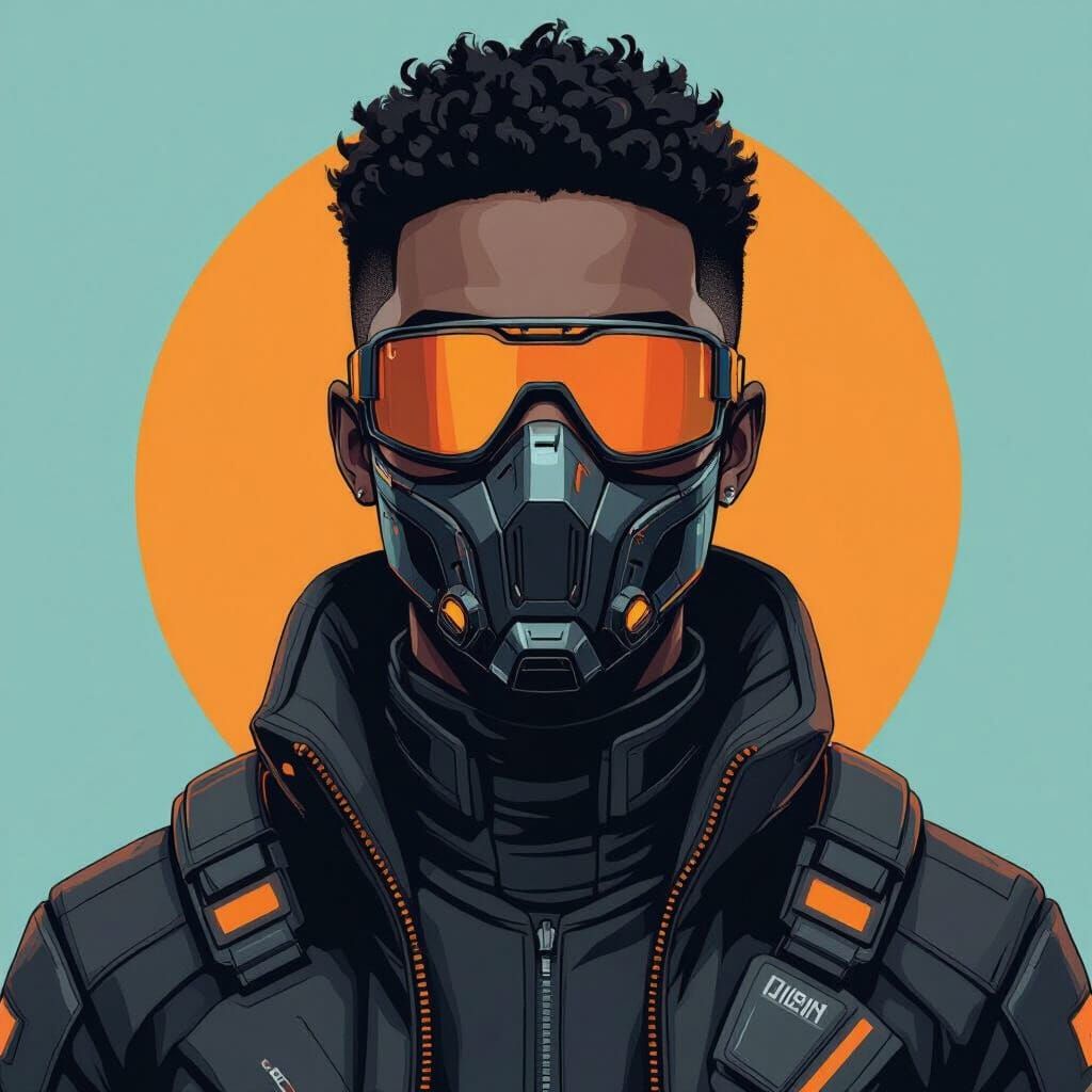 Cyberpunk Portrait of a Young Man with Visor