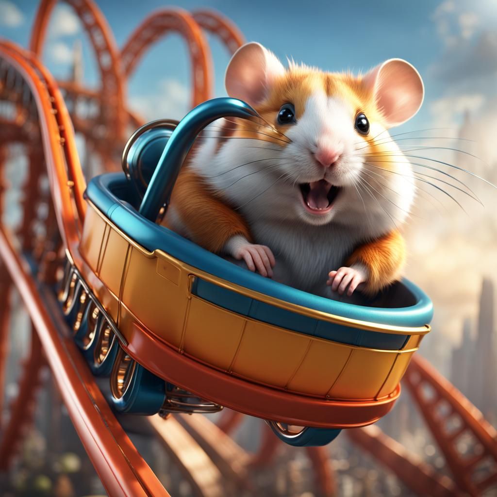 Calico Hamster's Thrilling Roller-Coaster Ride
