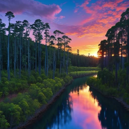 Sapphire River Sunset Dreamland of Nature