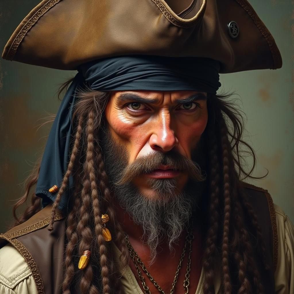 Pirate with Dreadlocks Playing Lute