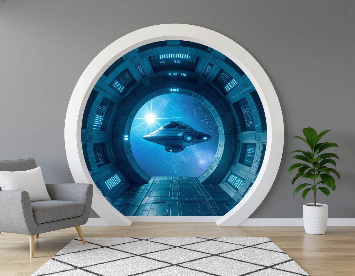 Sci-Fi Fantasy Archway Leads to Spaceship