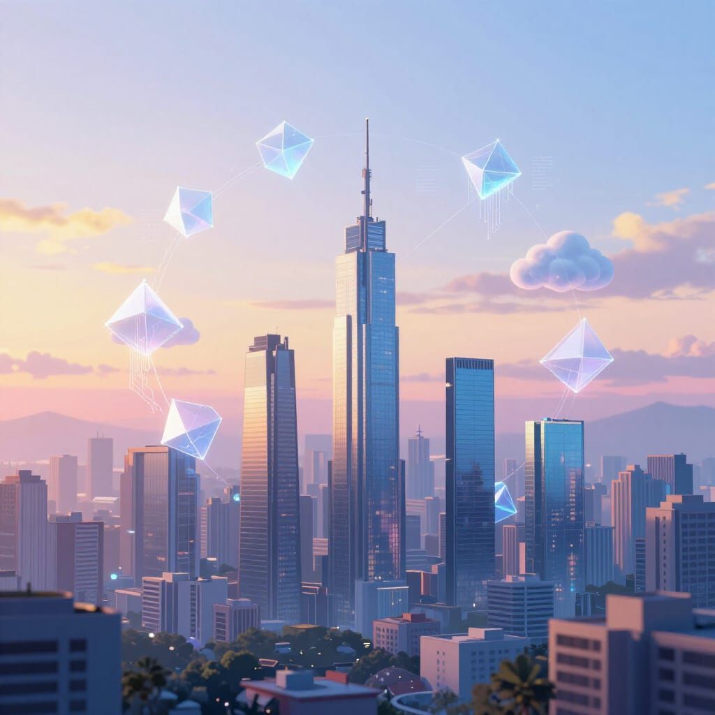 Futuristic Cityscape Network at Dawn