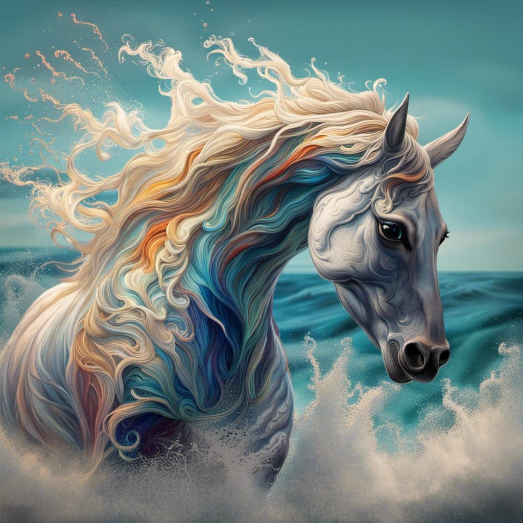 horse made out of ocean waves