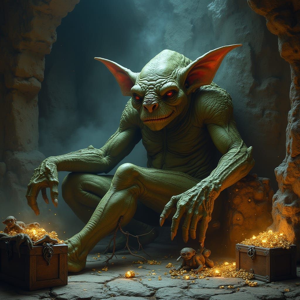 Goblins at Rest in a Dark Chamber of Treasure