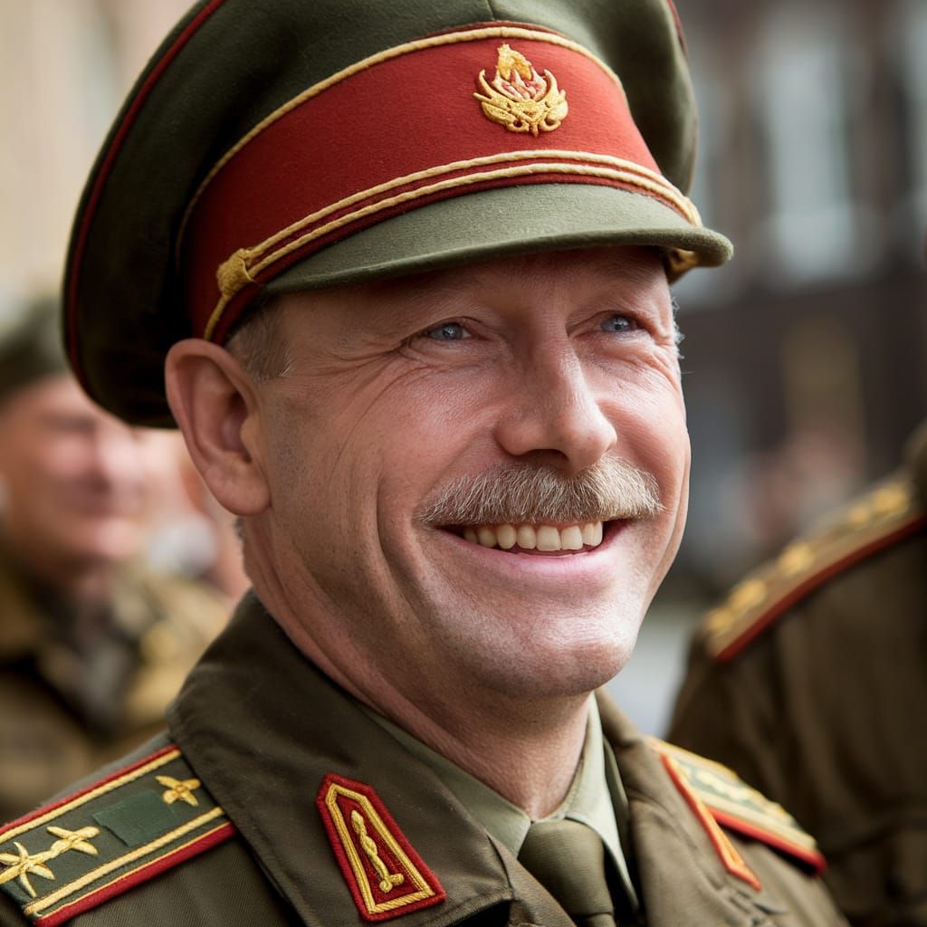 Smiling General Portrait in Soviet Uniform