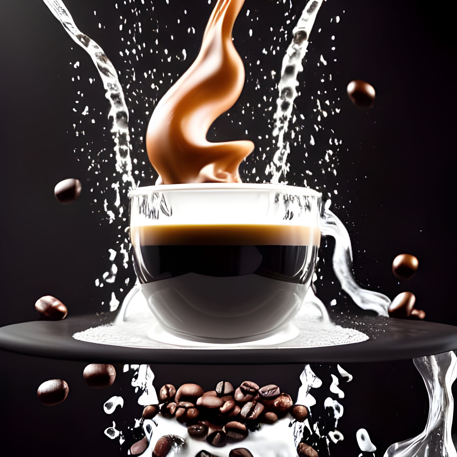 Coffee and Milk Collision in 3D Render