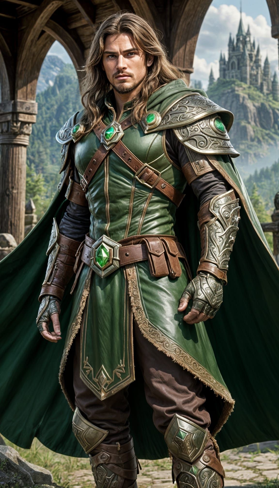 Mighty Human Ranger in Warcraft Style