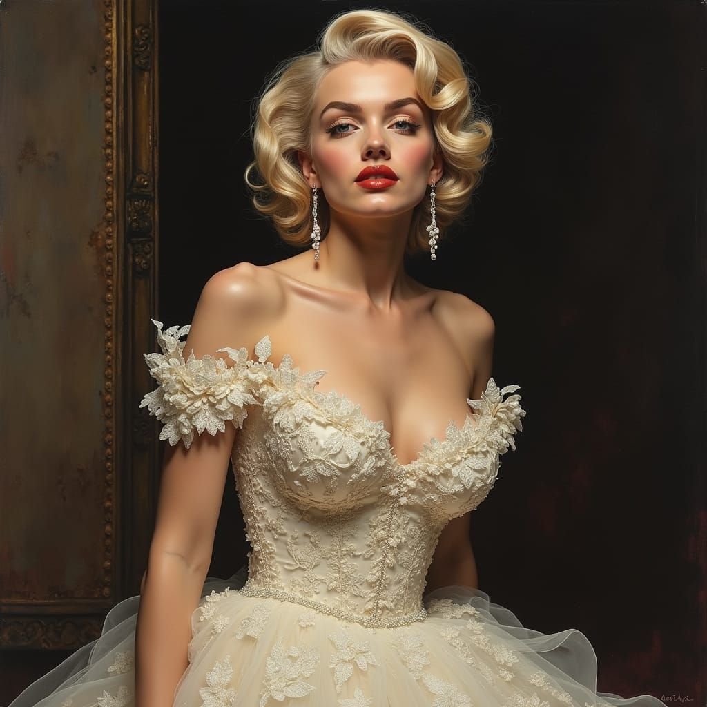 Elegant Marilyn Monroe in Whimsical Nightgown