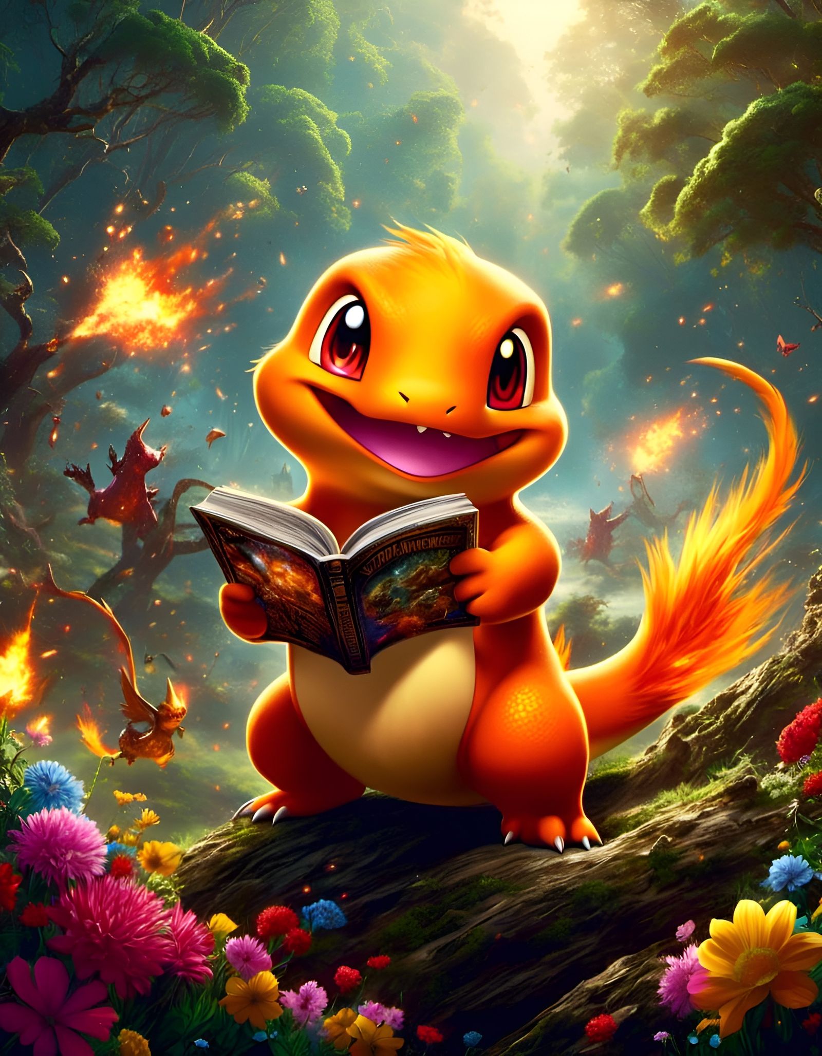 Cute Charmander Pokemon Digital Art