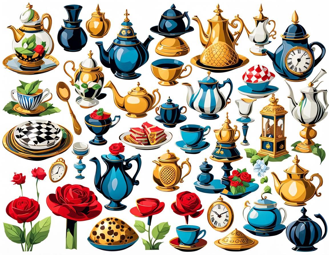 Alice in Wonderland Clip Art on White