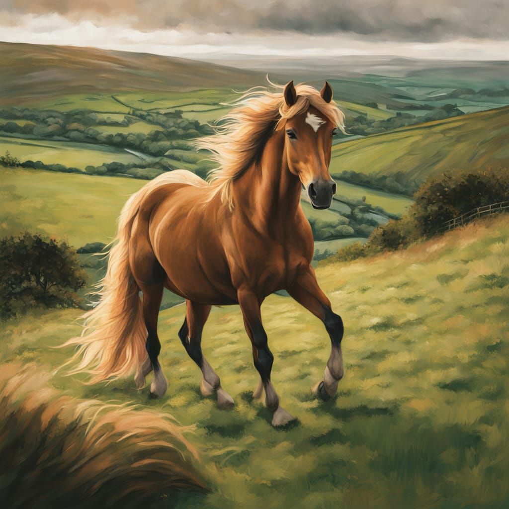 Idyllic Irish Countryside Scene with Majestic Horse