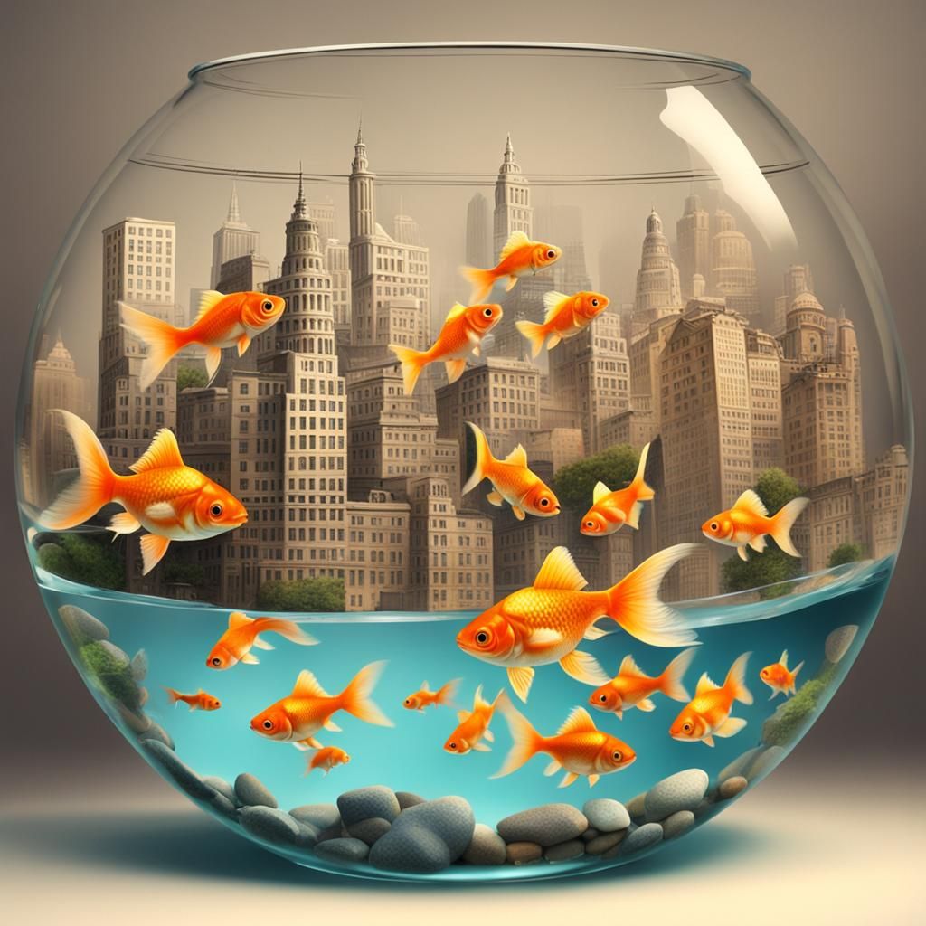 City in a Goldfish Bowl: Hyperrealistic Pastel Dream
