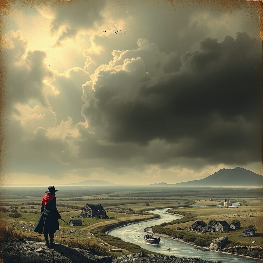 Etching of a Lecher on a Ketch in Red Tones