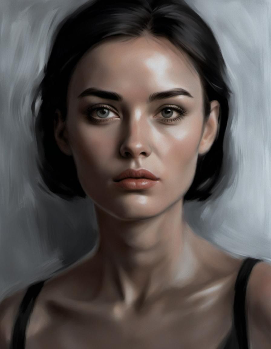 Melancholic Female Portrait in Cubist Style