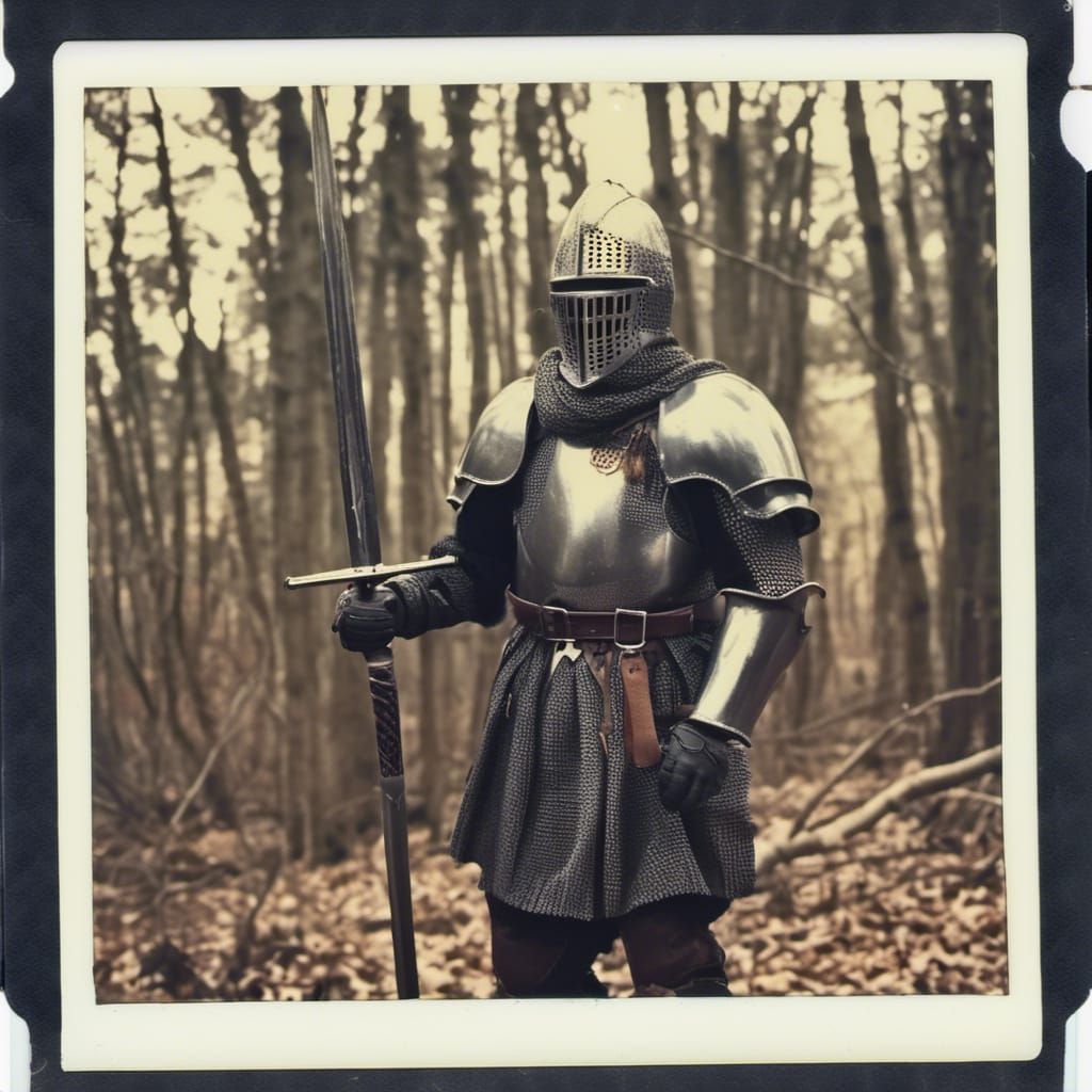 A knight in full shiny armor and a two handed sword