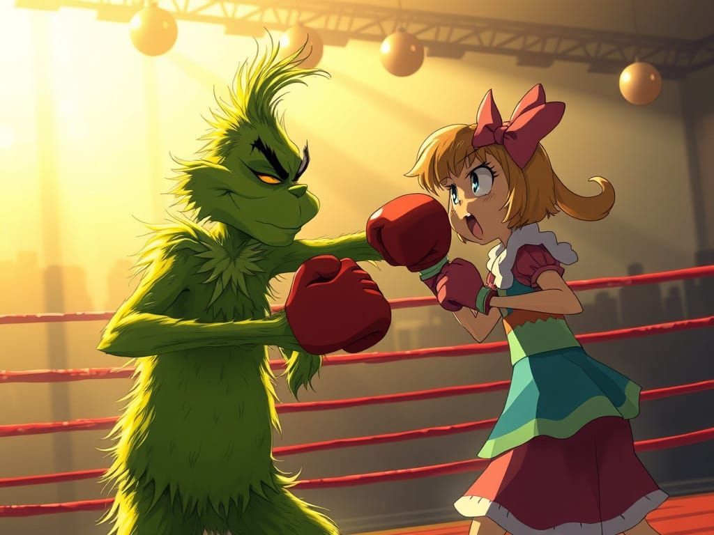 The Grinch Battles Cindy Lou Who in a Thrilling Boxing Match