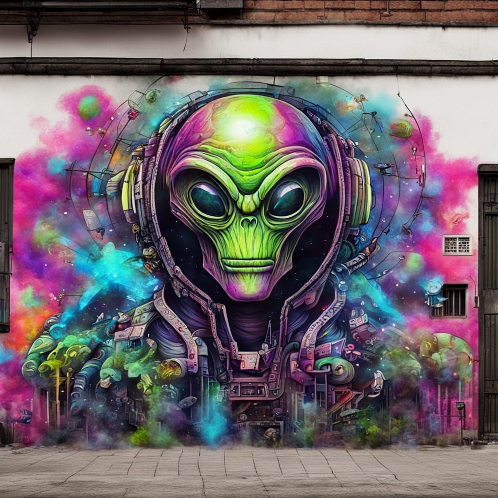 Alien Life Graffiti Art
