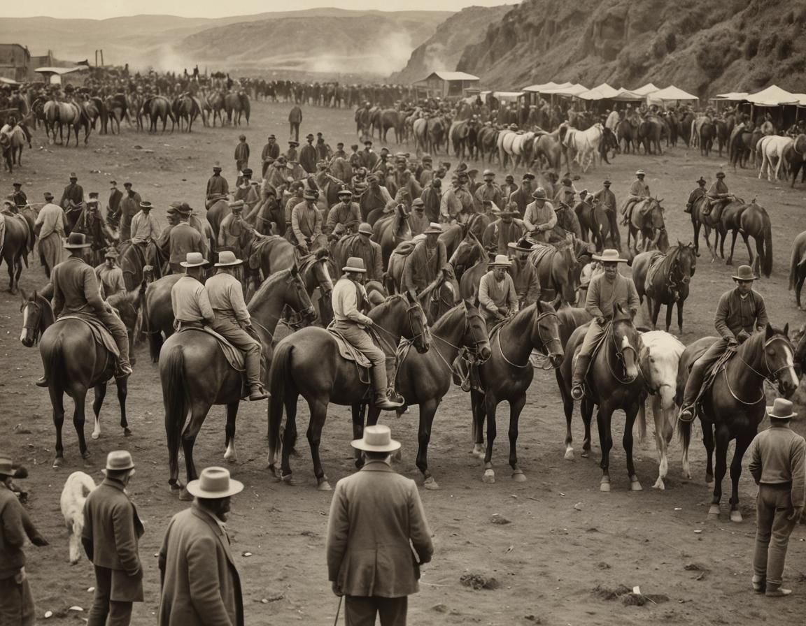 Humanity and Horses Gather in 1888: Silver Nitrate Photo