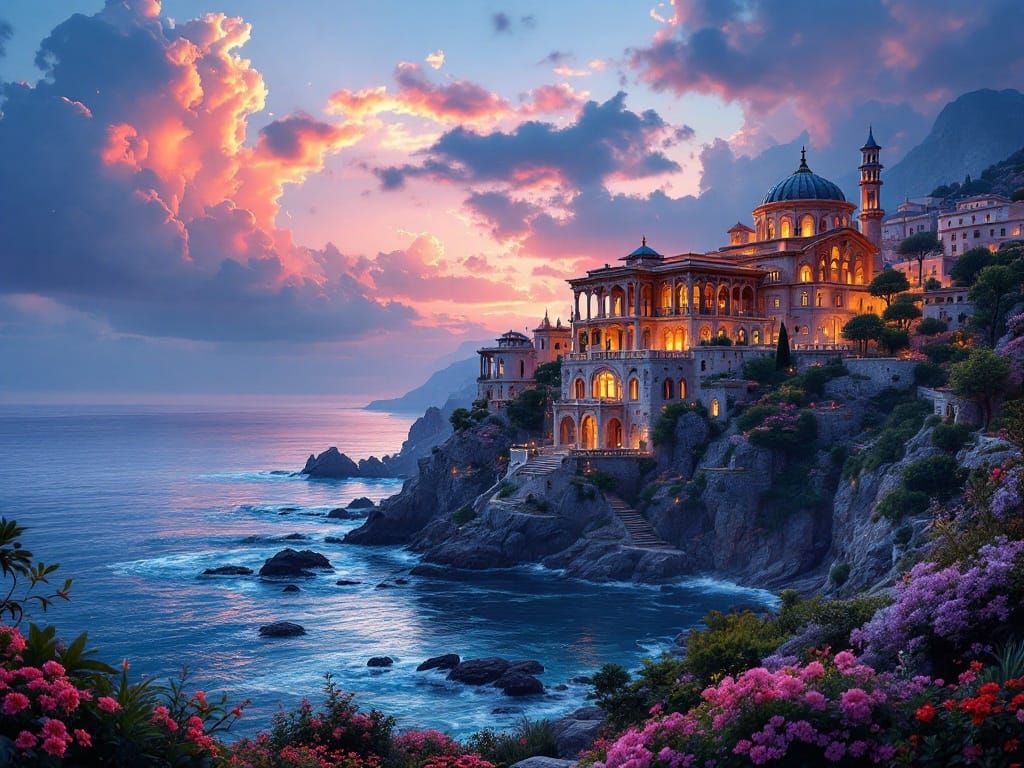 Majestic Byzantine Palace at Sunset