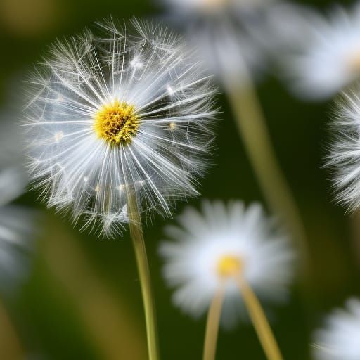 Daisy and Dandelion Field Under Starry Sky