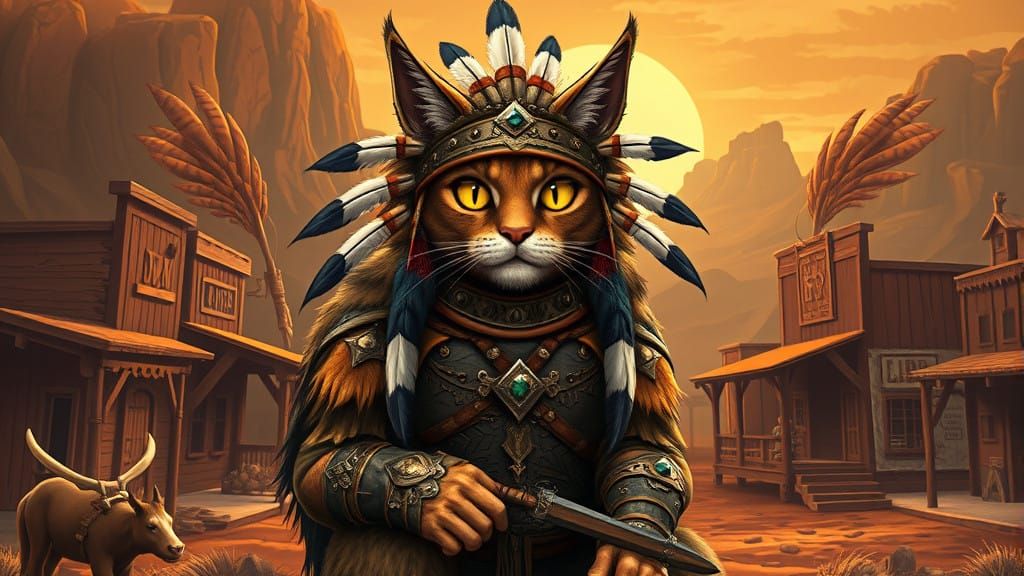 Majestic American Native Warrior Viking Chief Cat