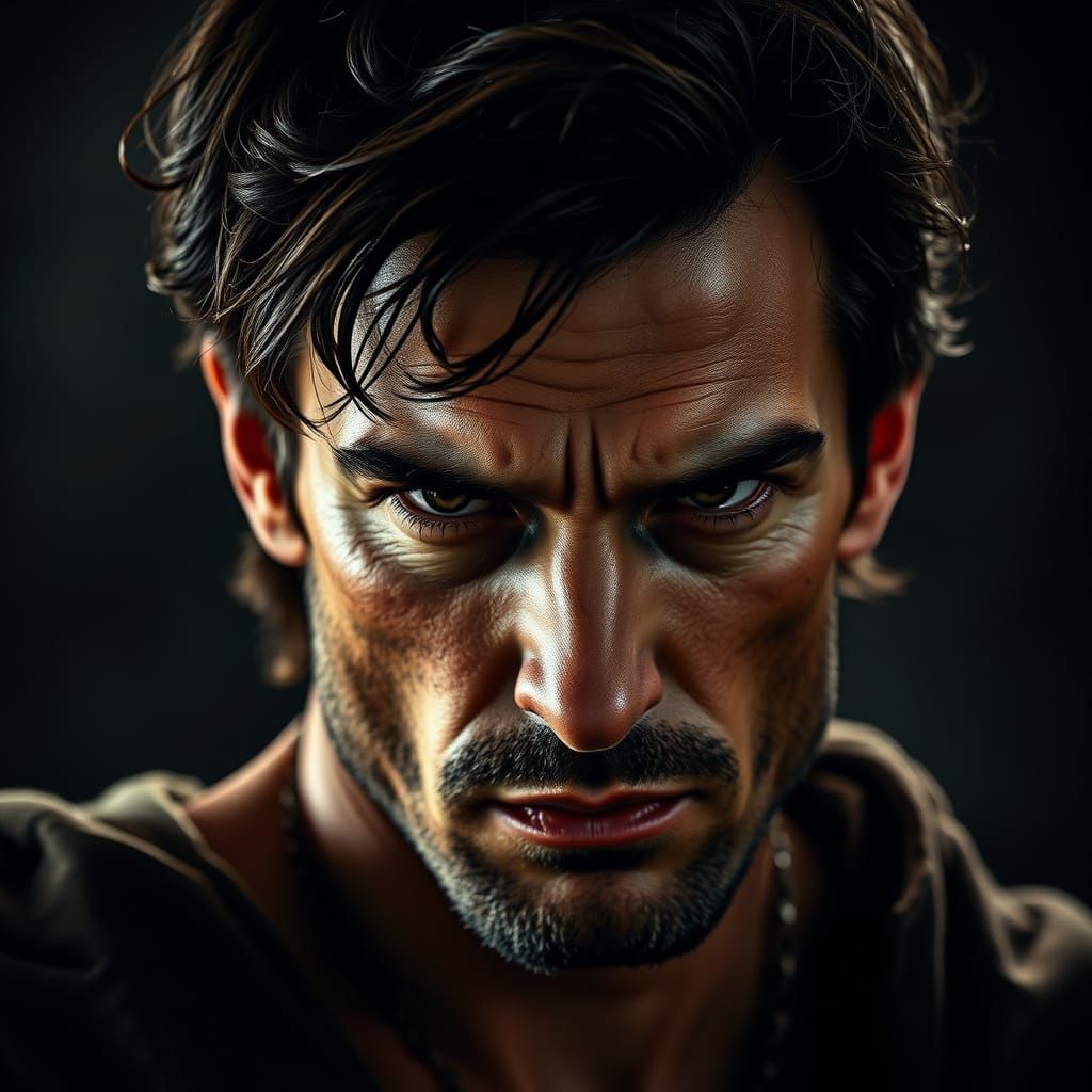 Battle-Weathered Warrior in Dramatic Lighting