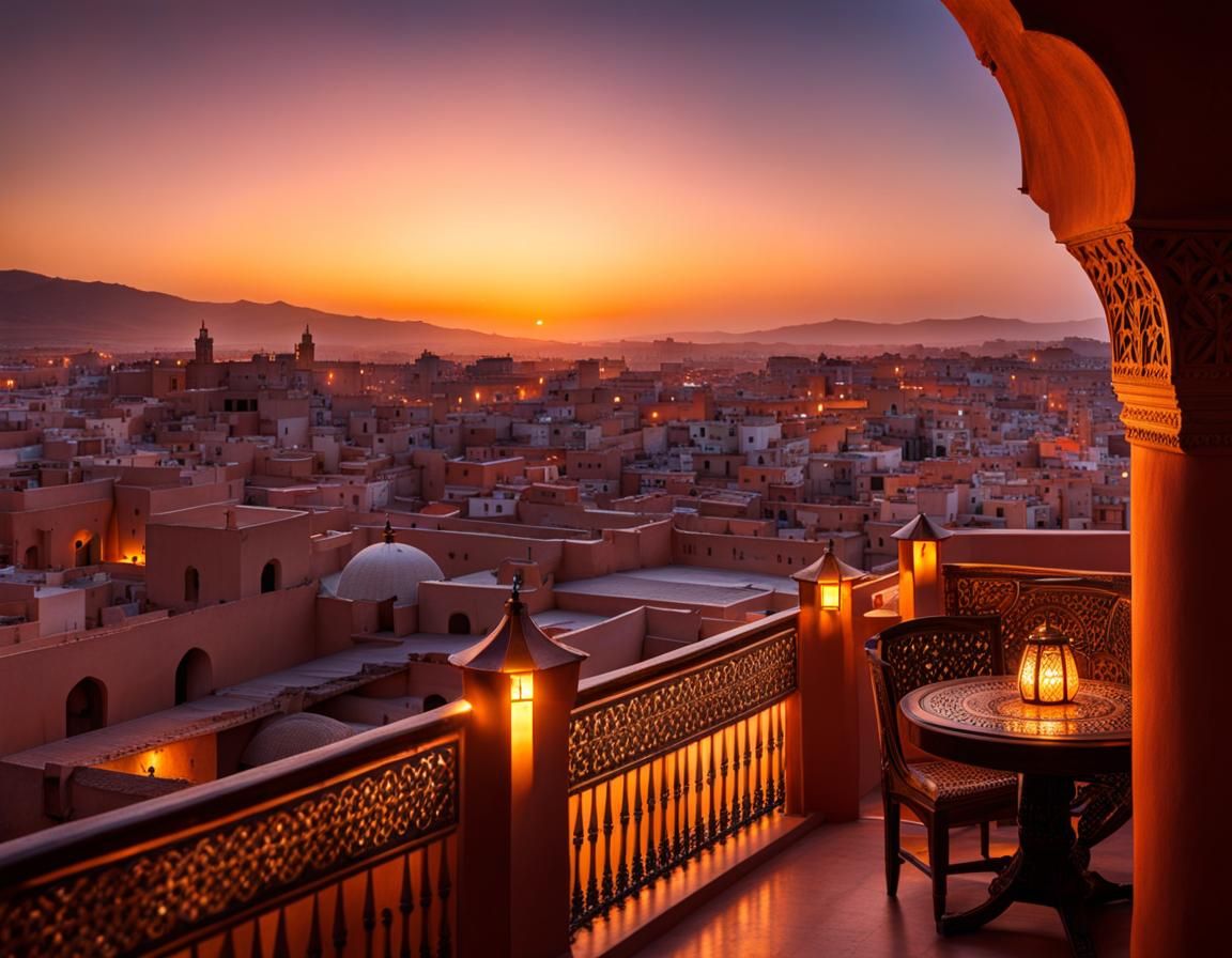 Moroccan Cityscape at Magic Hour