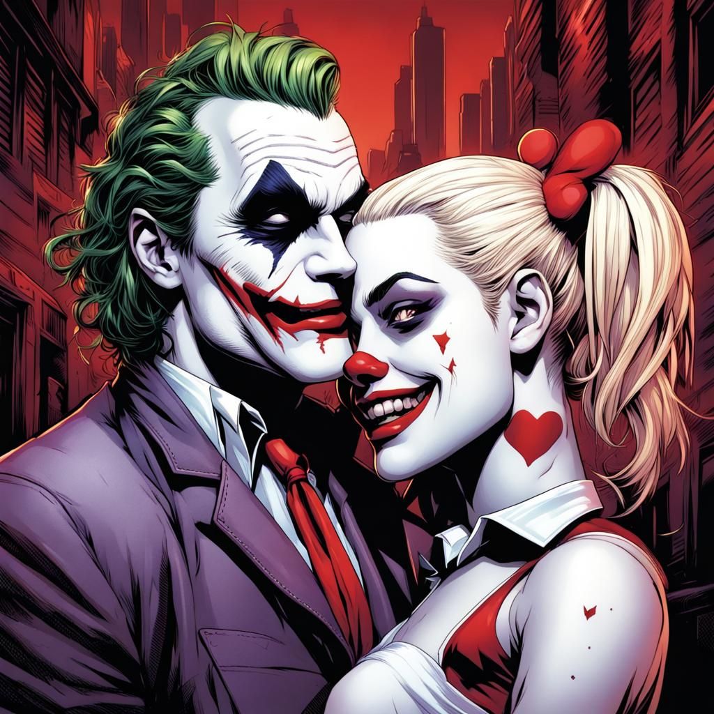Joker and Harley Quinn in Comic Book Style