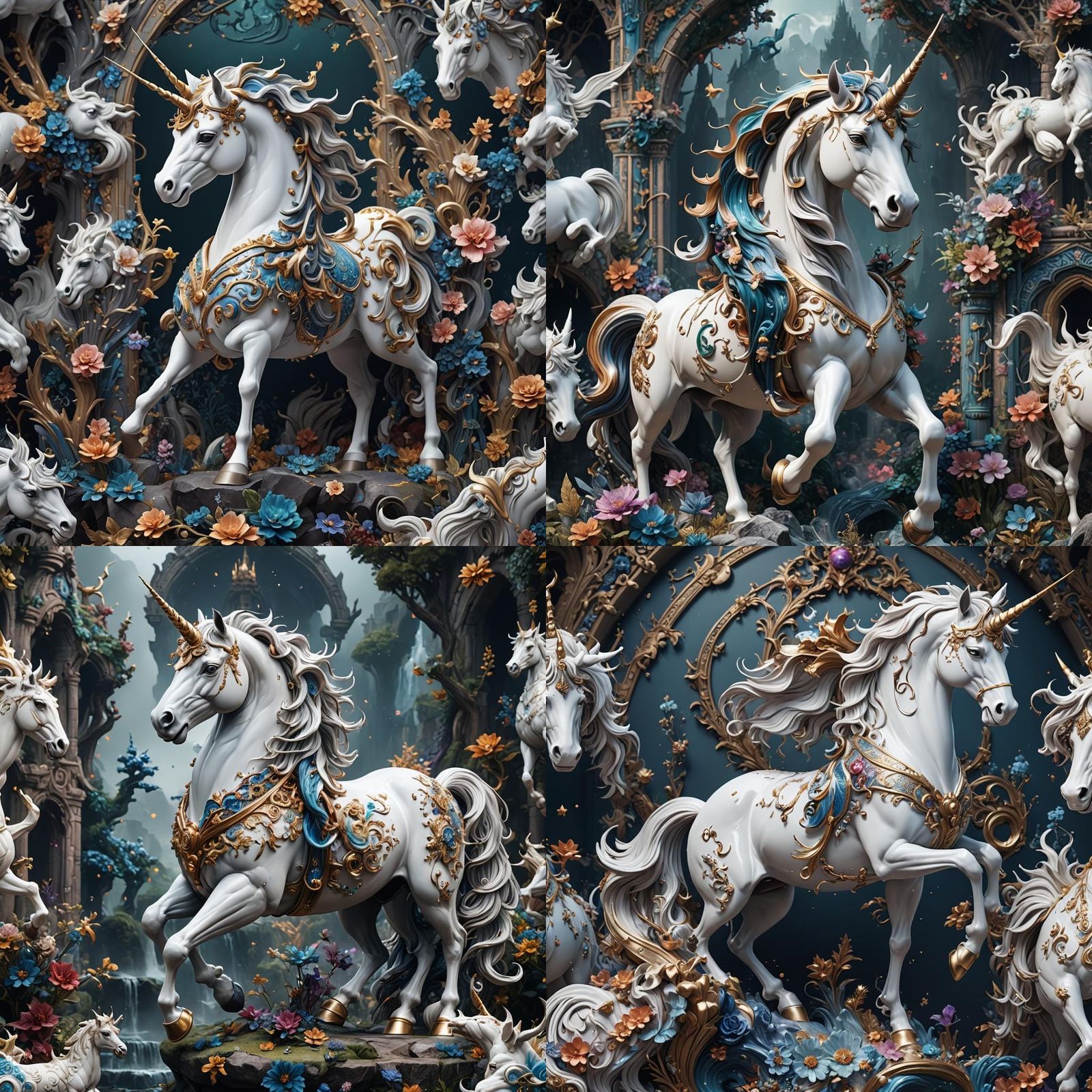 Porcelain Unicorn in Detailed Matte Painting