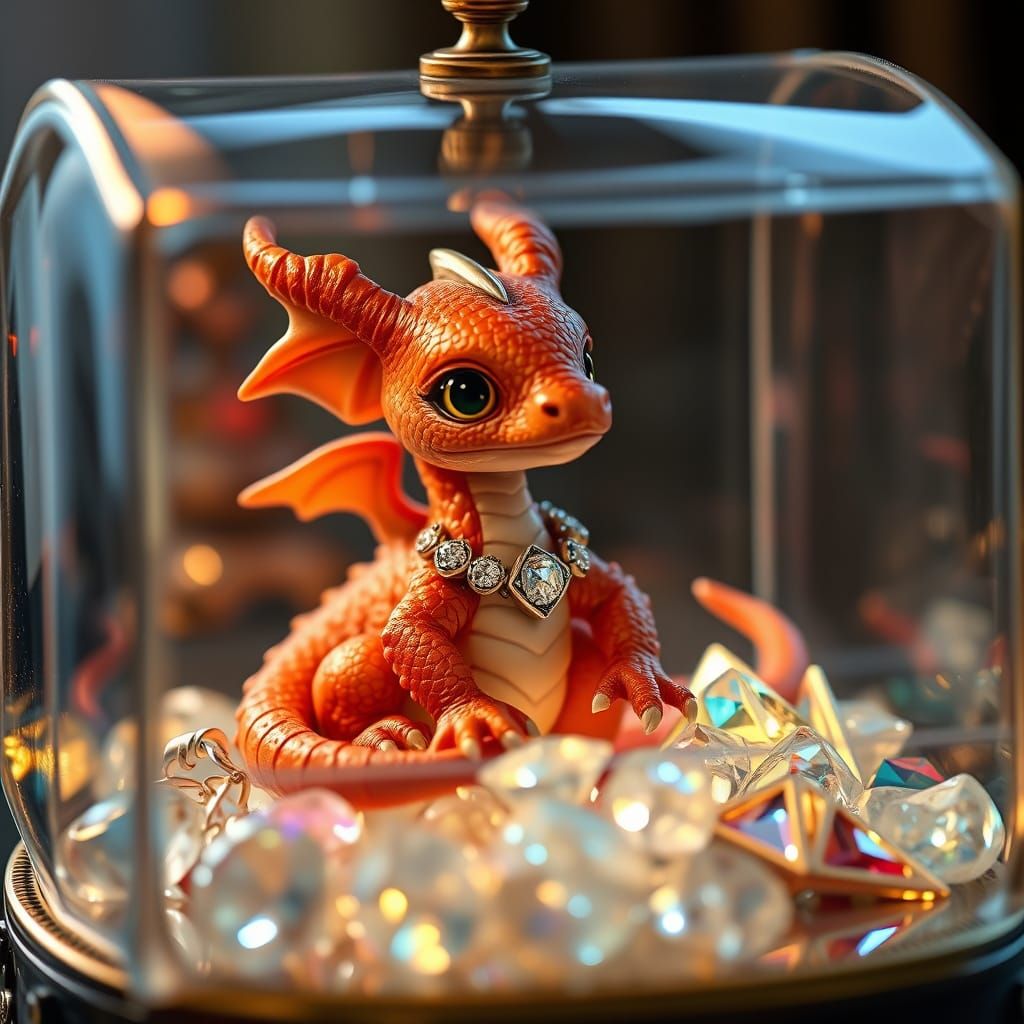 Miniature Jeweled Dragon in Art Nouveau Style