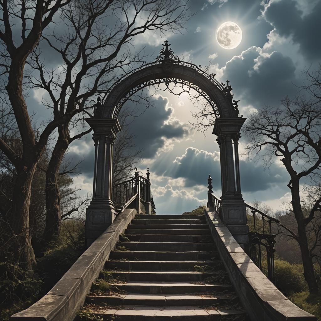 Gothic Staircase to the Moon in Divine Light