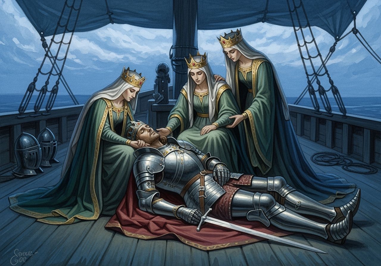 Mourning the Fallen King: Impressionist Watercolor Scene