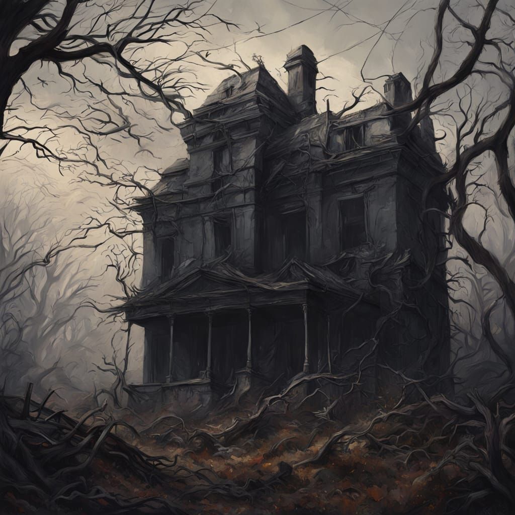 Haunting Oil Painting of a Thorny Grave Site