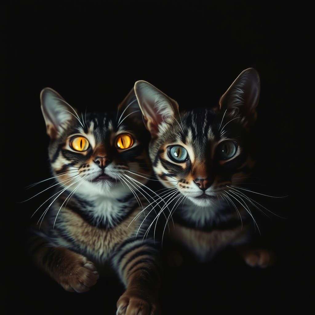 Monochromatic Cat Eyes Glowing in the Dark