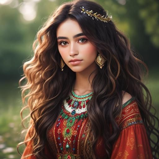 Young Gypsy Woman Portrait in Natural Light
