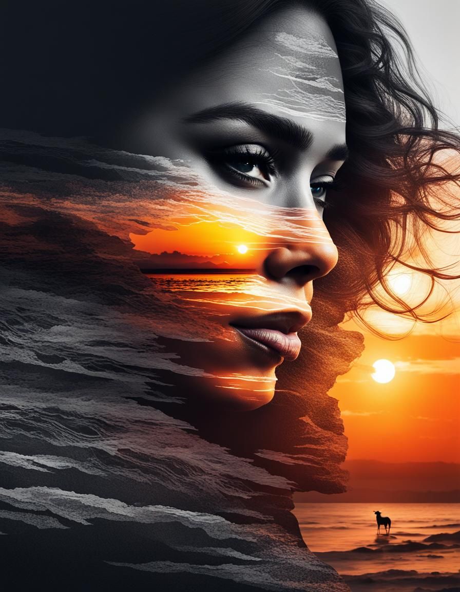 Double exposure portrait photography