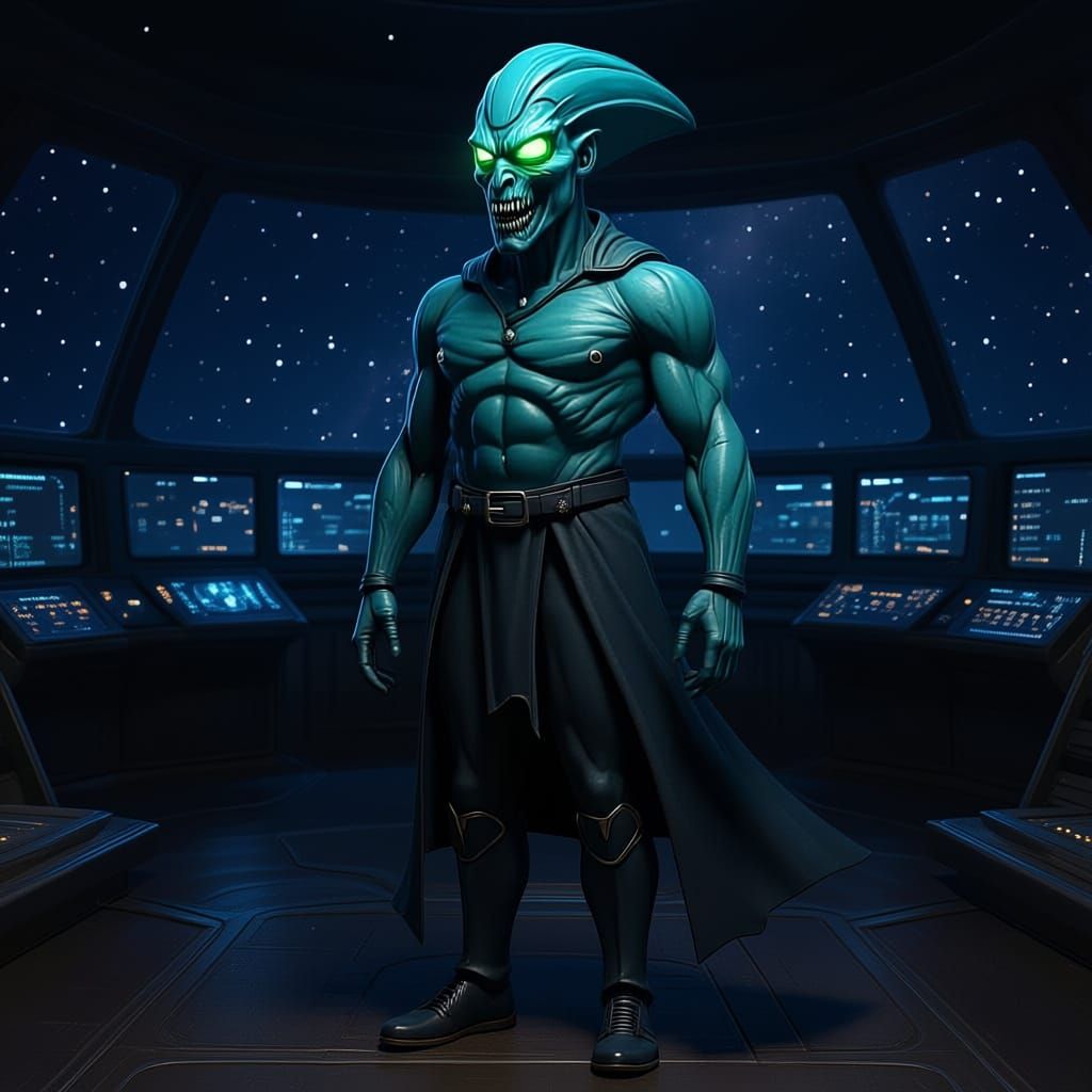 Anubis-Headed Alien in Dark Sci-Fi Illustration