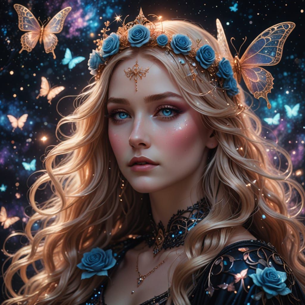 Enchanting Gothic Princess with Holographic Butterfly Wings