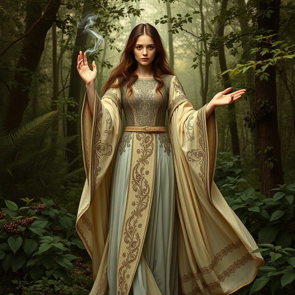 Celtic Goddess in Dreamy Ethereal Style, Shielding with Gent...