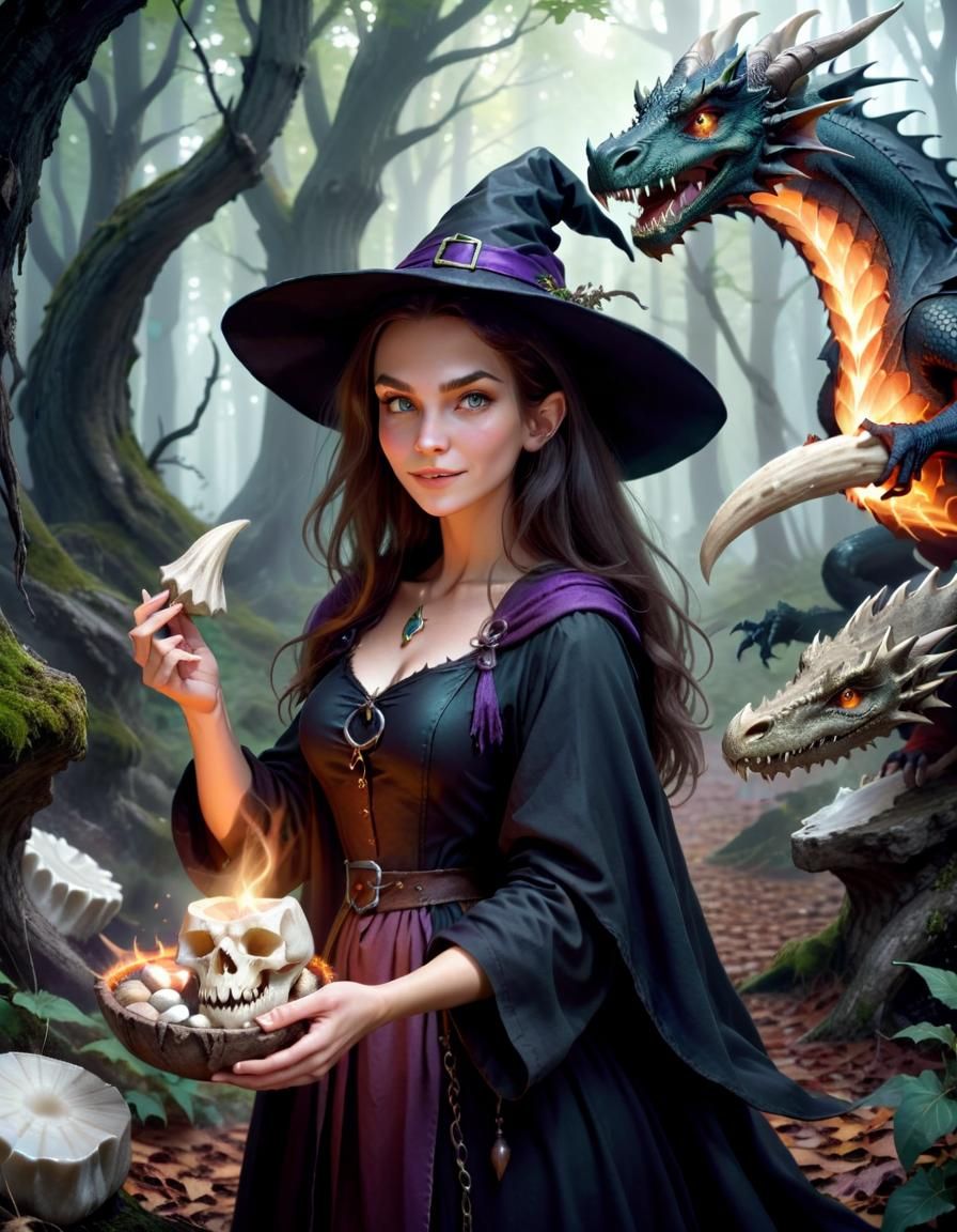Enchanting Witch on Quest for Dragon's Tooth