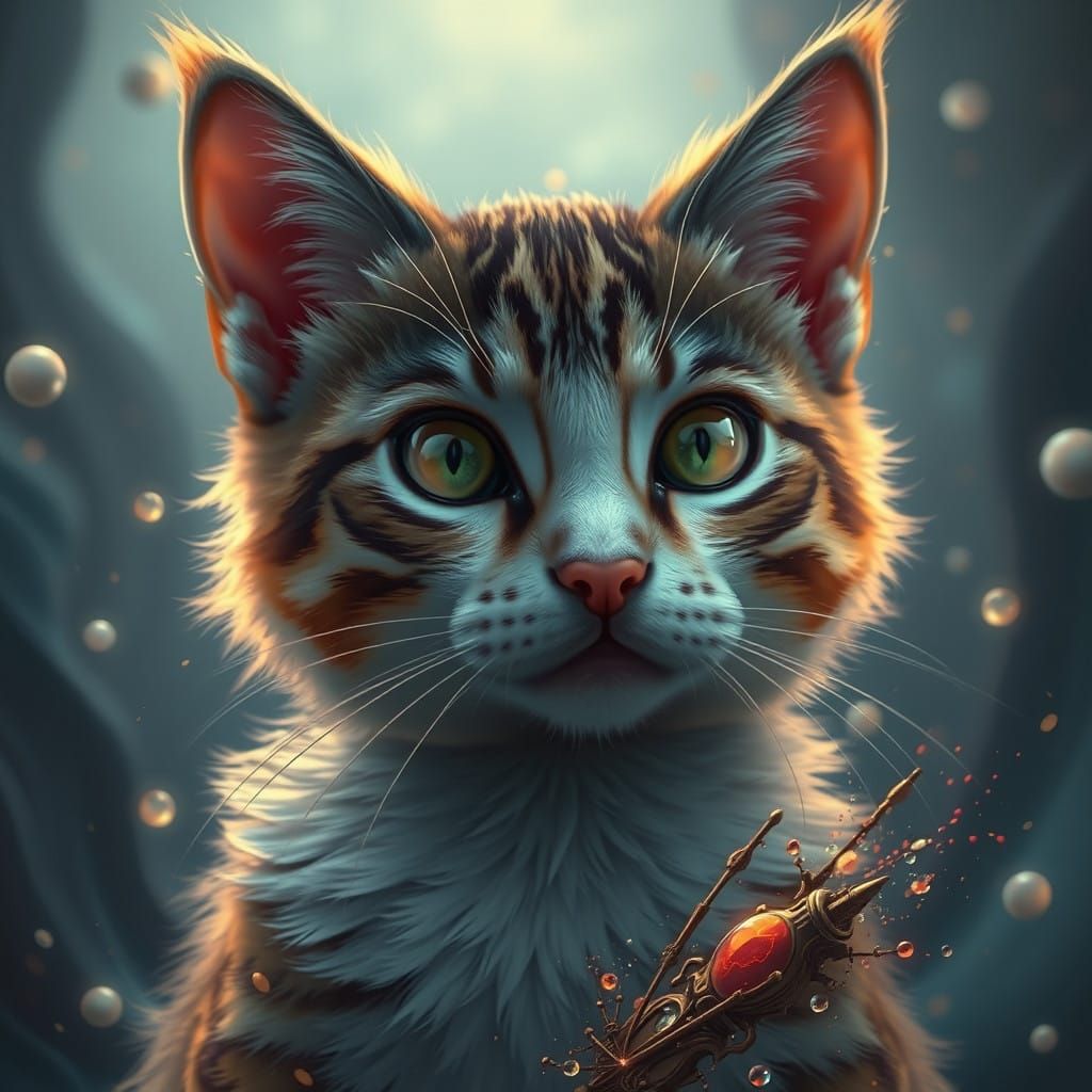 Whimsical Feline Realm in Vibrant Splendor