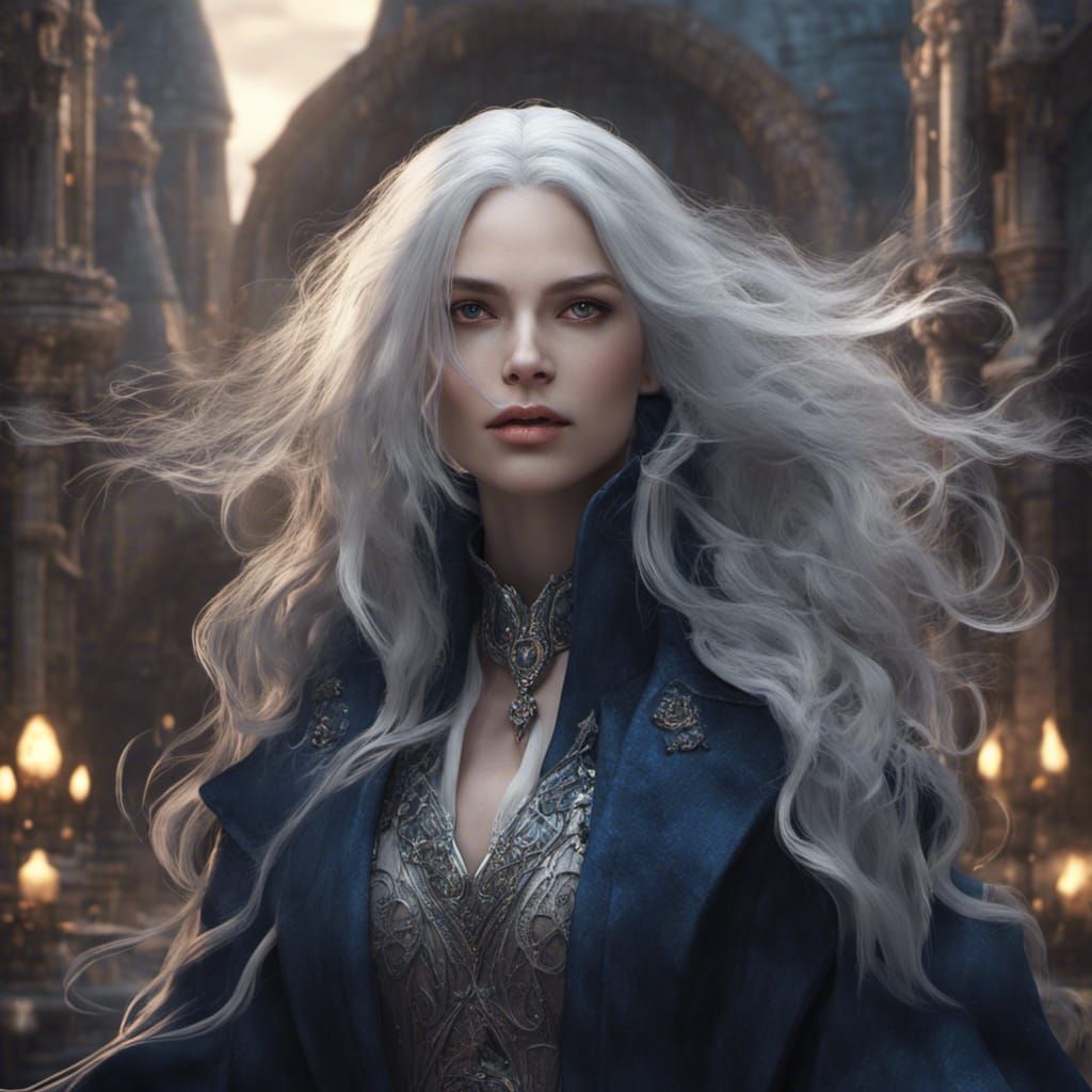 Enchantress with Silver Hair in Fantasy Art