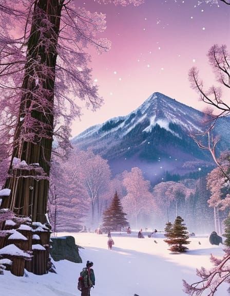 Winter Mountain Valley in Morning Sunlight