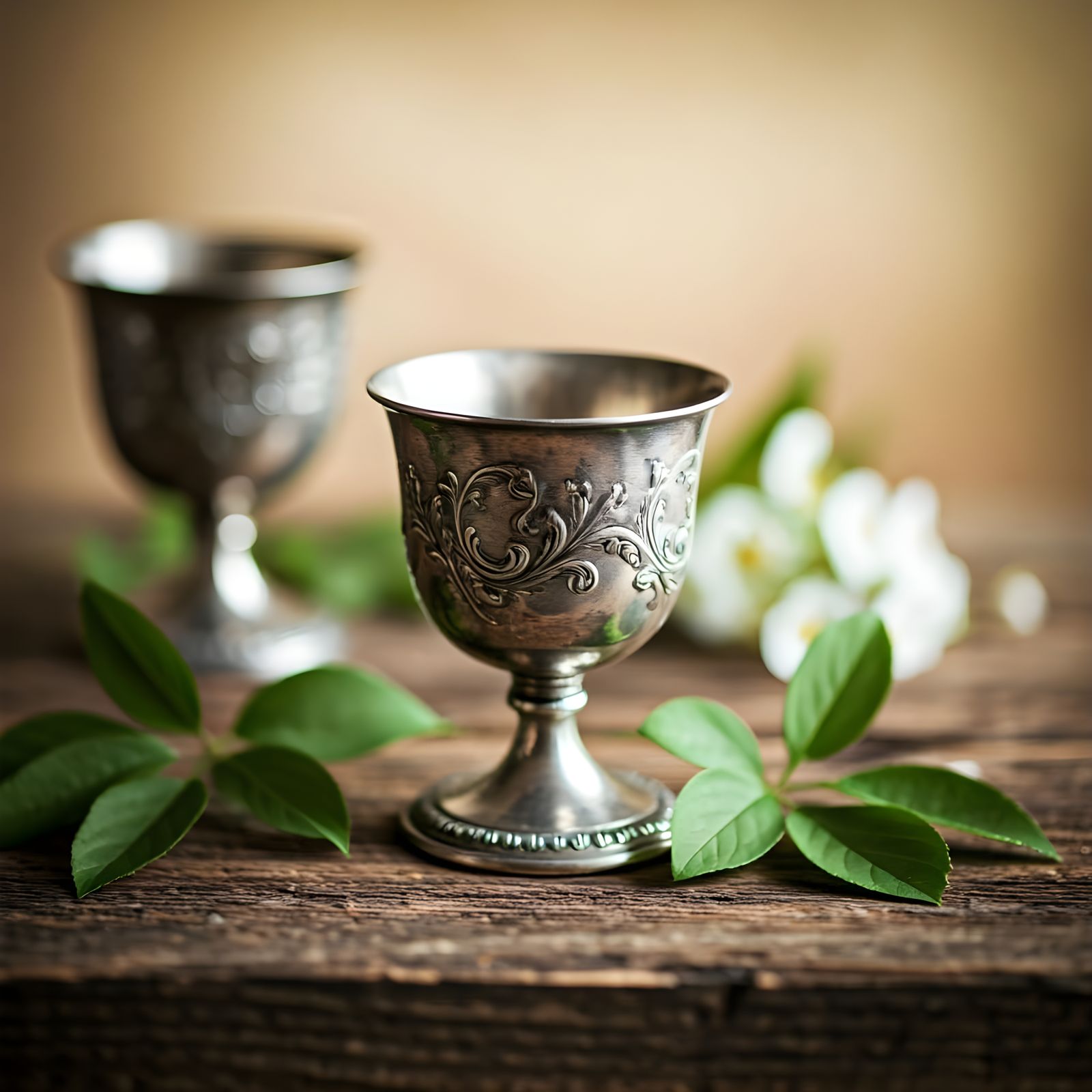 Silver Goblet with Floral Arrangement