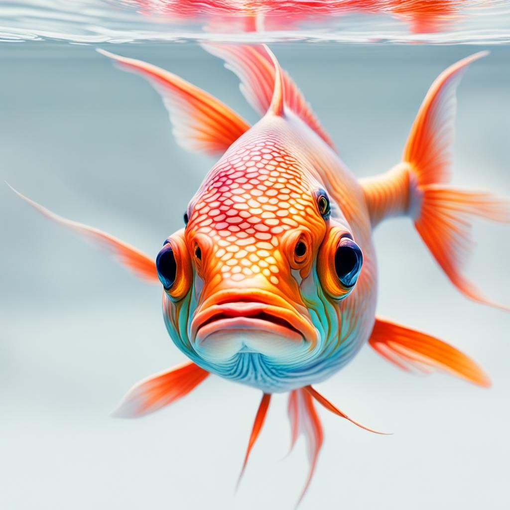 Colorful Fish Portrait in Impressionist Style