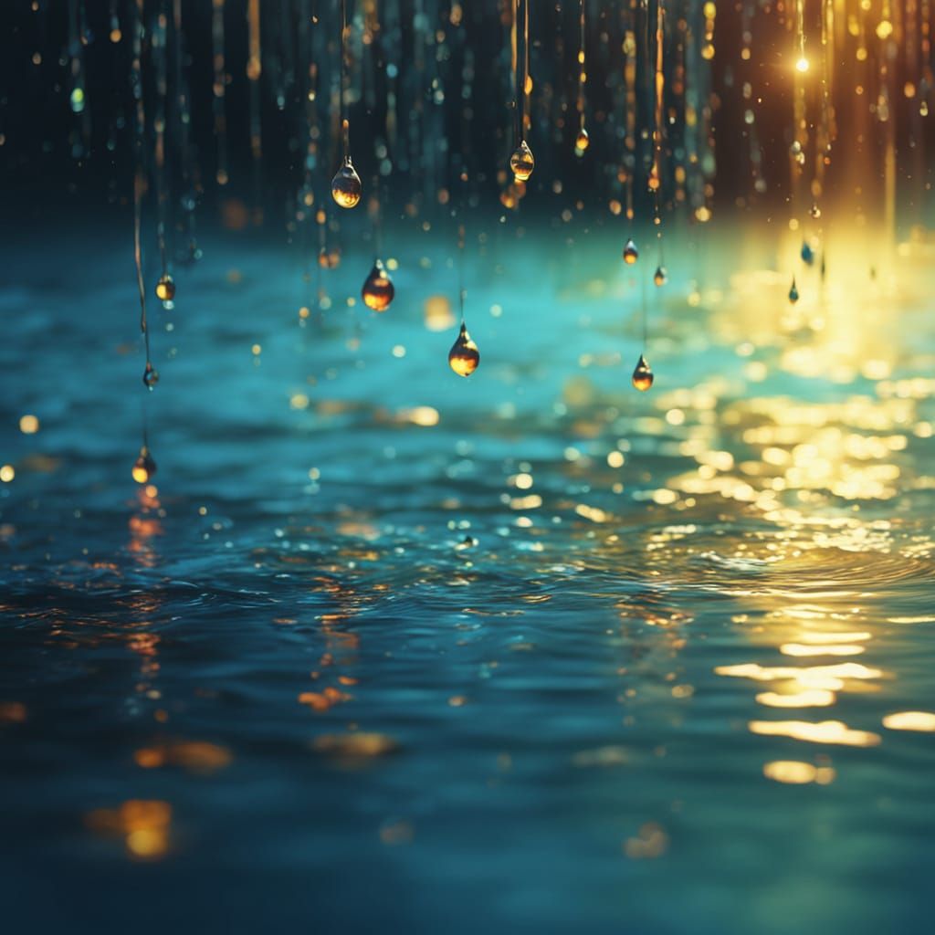 Rainbow Light Refraction Through Water in Oil Painting Style