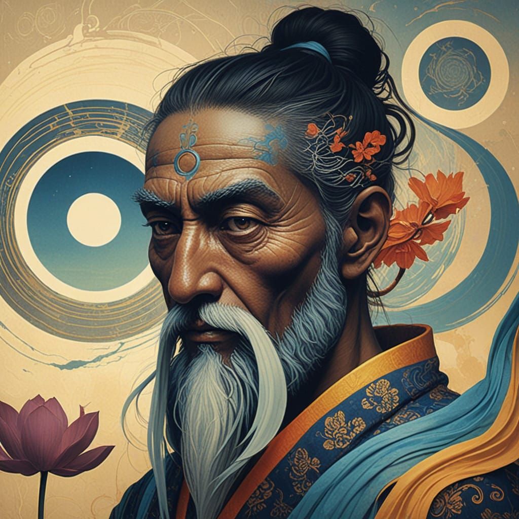 Surreal Bodhisattva in Vibrant Lotus Field