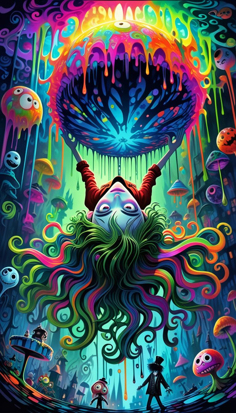 Psychedelic Upside-Down World in Burton Style