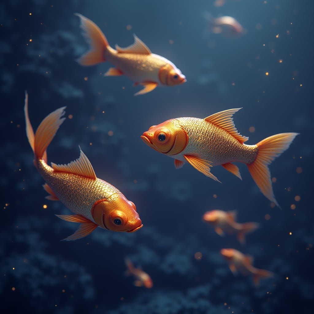 Golden Fish in Night Sky: Matte Painting