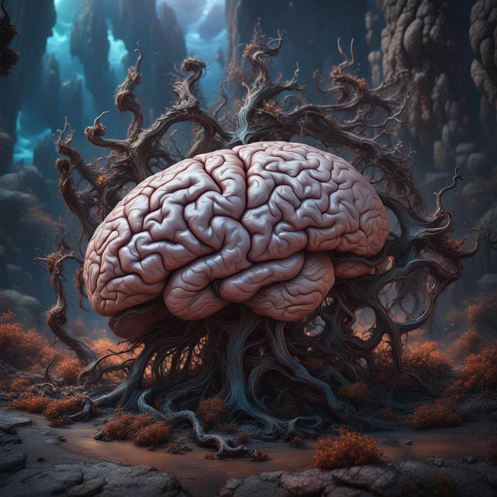Detailed 4D Brain Concept Art in Deep Color